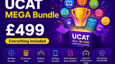 UCAT MEGA Bundle complete prep package with video courses, mock exams, question bank (15,000+ Qs) and apps for UK 2026 entry
